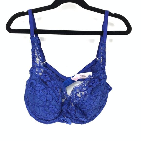 Victoria's Secret Bra Women's Size 34C Push Up Padded Lace Bralette Blue Y2K - Picture 1 of 5